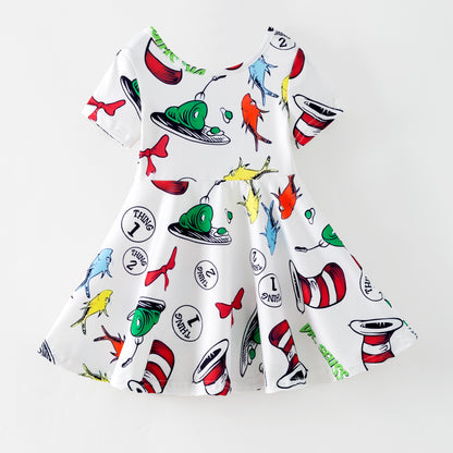 Kids Summer Dr.Suess Fashion Print Twirl Dress