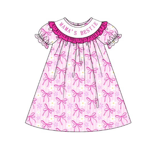MAMA'S BESTIE Bow Custom Name Smocked Embroidered Collection