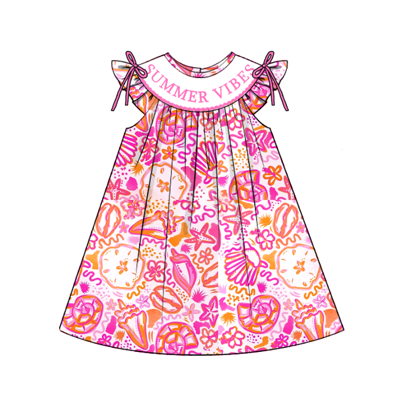 Summer Vibes Smocked Embroidery Collection – Girls Dress, Bubble Romper & Short Set