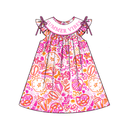 Summer Vibes Smocked Embroidery Collection – Girls Dress, Bubble Romper & Short Set