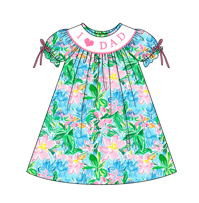 Summer Green Floral Embroidery Smock Mother‘s Day Dresses & Rompers