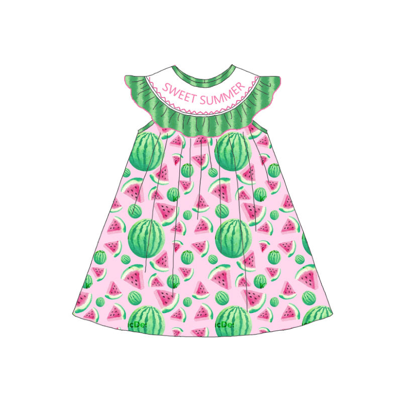 Summer Watermelon Embroidery Smock Dresses & Rompers
