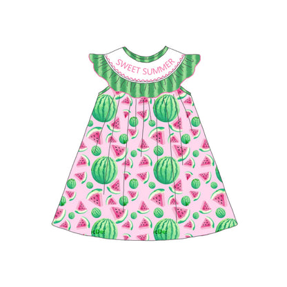 Summer Watermelon Embroidery Smock Dresses & Rompers