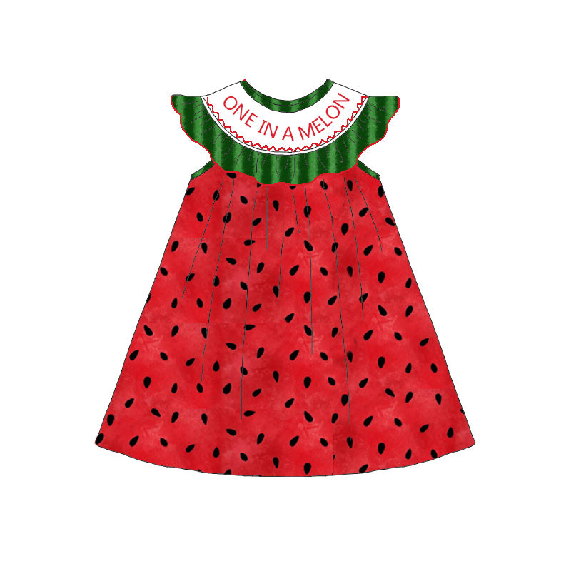 Summer Watermelon Embroidery Smock Dresses & Rompers