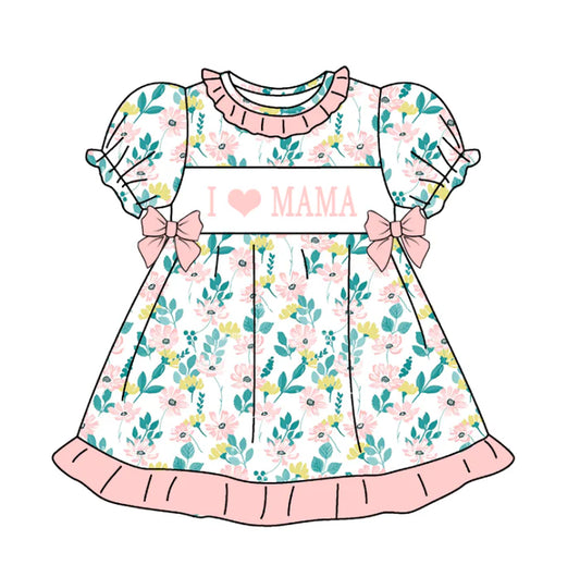 Mother's Day Summer Sibling Kids "I LOVE MAMA" Smocked Clothes