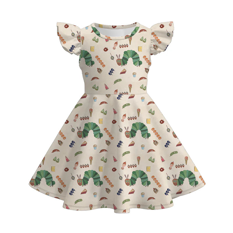 Girls Summer Cute Cartoon Print Milk Silk Dress