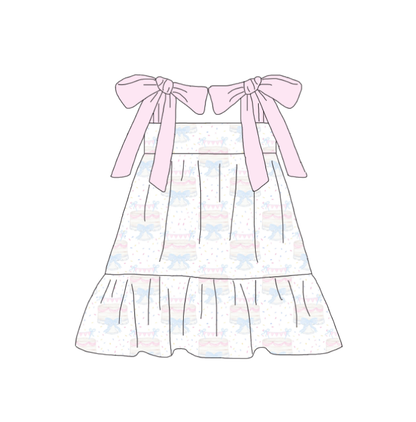 Girls Pink Cake Birthday Matching Dress Outfit Rubble Set