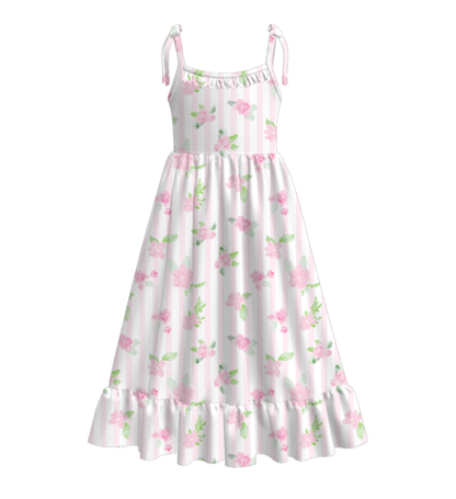 Mommy and Me Pink Green Floral Patchwork Slip Dress