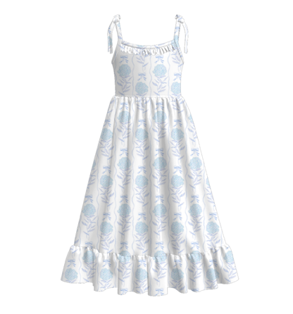 Mommy and Me Blue Floral Patchwork Slip Dress