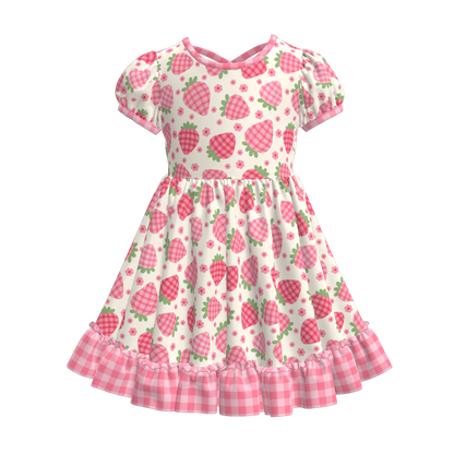Toddler Girls Fruit Ice-cream Summer Themed Print Ruffled Dress