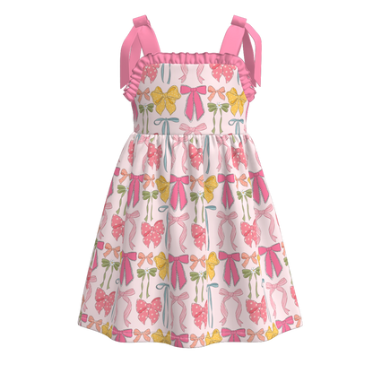 Girls Summer Bow Floral Print Slip Dress