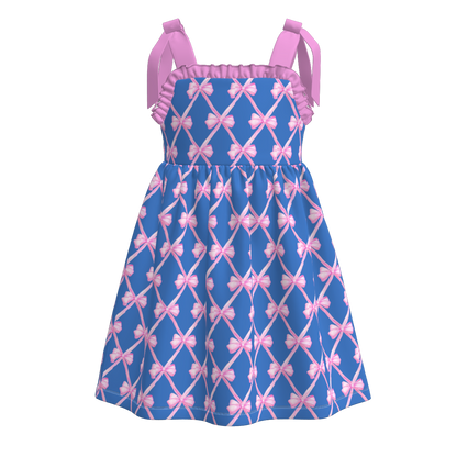 Girls Summer Bow Floral Print Slip Dress