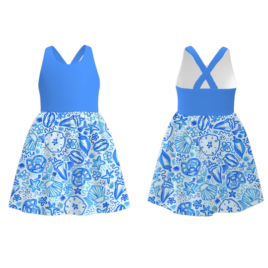 Mommy And Me Mother's Day Blue Floral Print Dress