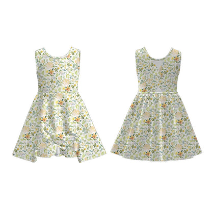 Girls Summer Outdoor Floral Butterfly Soft Athletic Dress