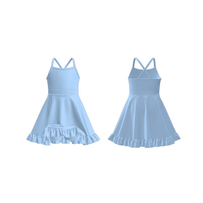 Girls Summer Outdoor Solid Color Soft Athletic Dress