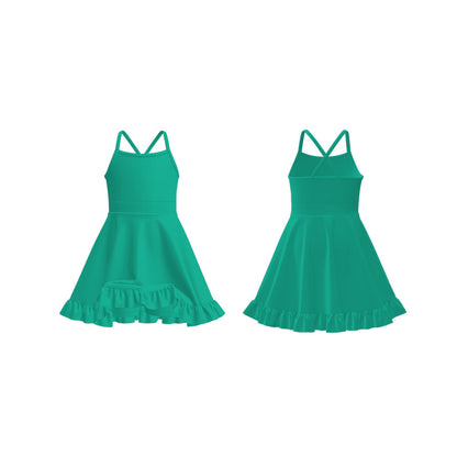 Girls Summer Outdoor Solid Color Soft Athletic Dress