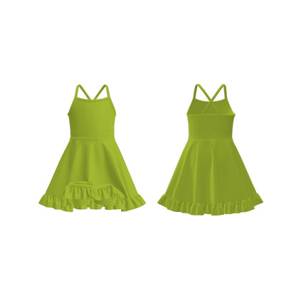 Girls Summer Outdoor Solid Color Soft Athletic Dress