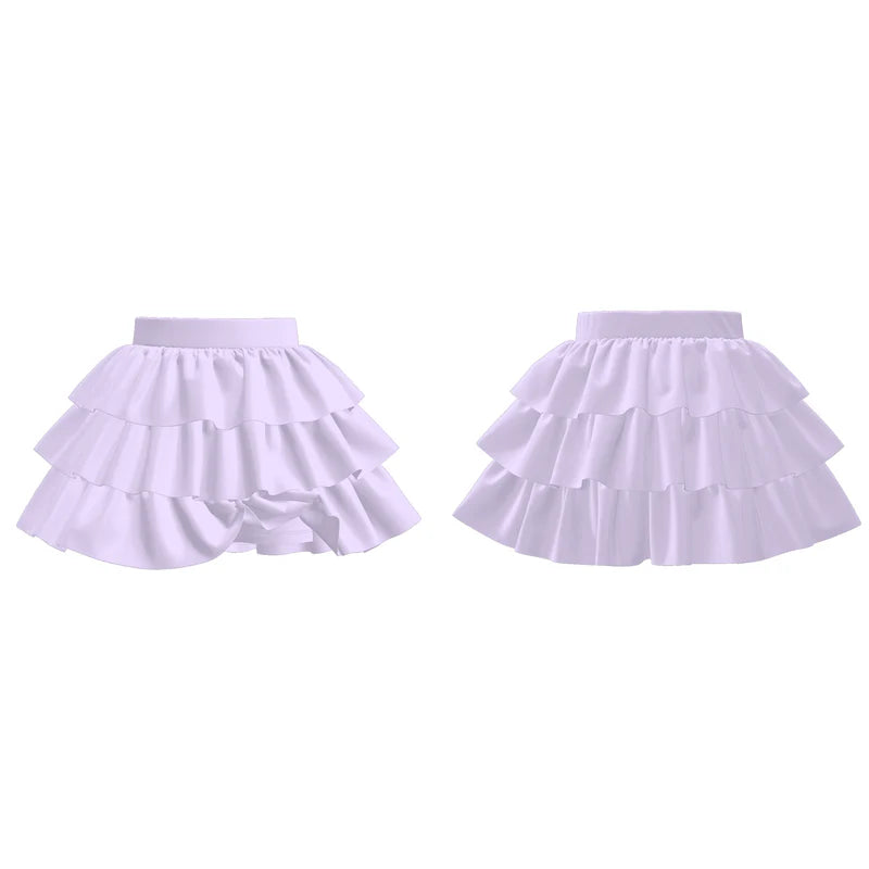 Girls Summer Outdoor Solid Color Athletic Skirt