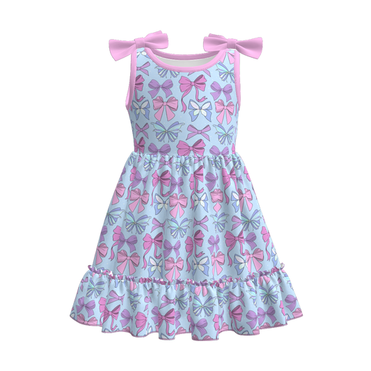 Siblings Girls Summer Pink Blue Bow Matching Clothes