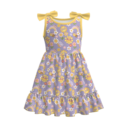Siblings Girls Summer Yellow Grey FloralMatching Clothes