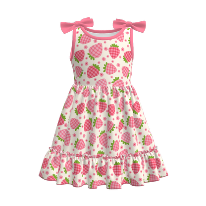 Siblings Girls Summer Strawberry Matching Clothes