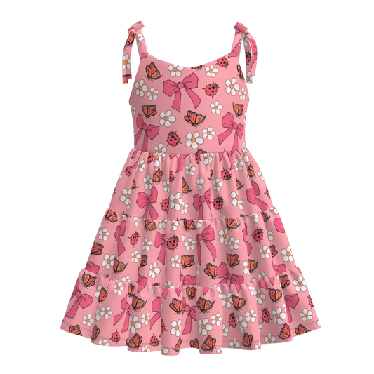 Mother's Day Mommy and Me Summer Bow Floral Butterfly Dress