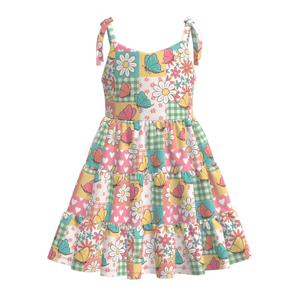 Mother's Day Mommy and Me Summer Bow Floral Butterfly Dress