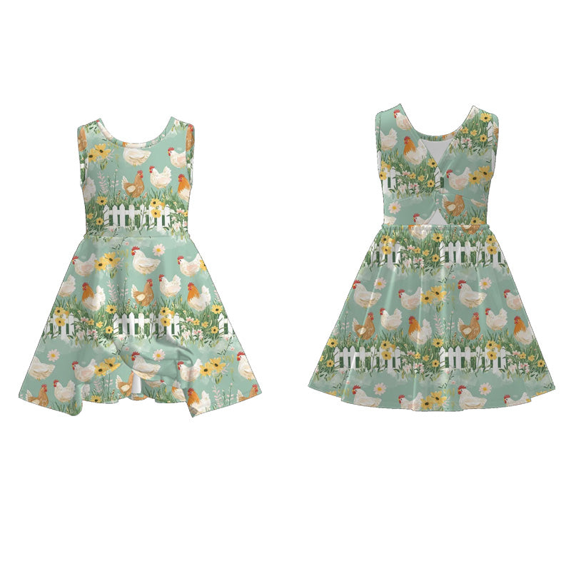 Girls Summer Chick Farm Print Outdoor Athletic Dress