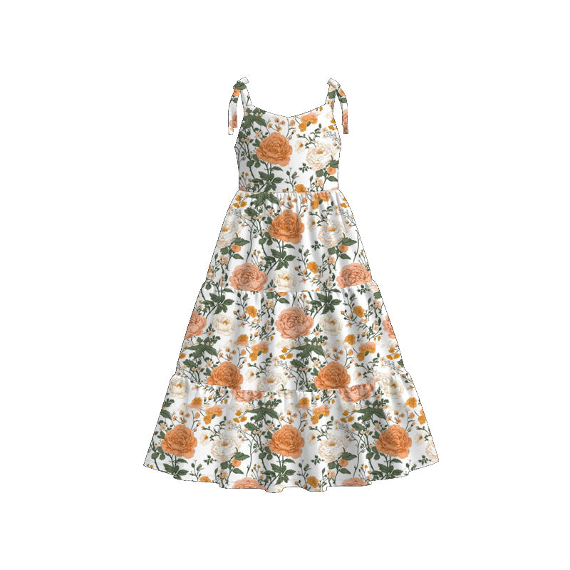 Mommy and Me Yellow Floral Print Summer Soft Maxi Dress