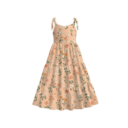 Summer Mother's Day Yellow Floral Print Soft Maxi Slip Dress