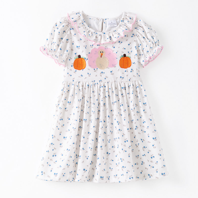 Thanksgiving Sibling Matching Outfits – Turkey Pumpkin Embroidered Collection
