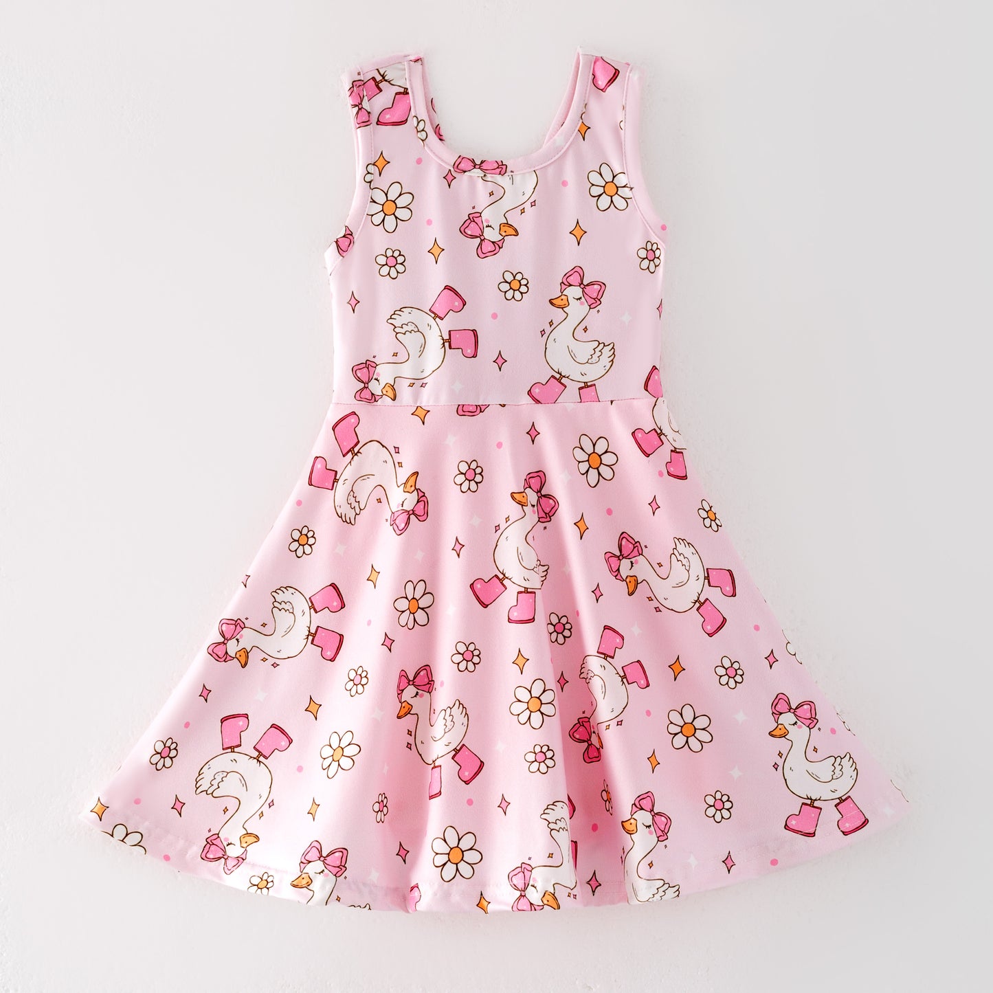 Girls Summer Silly Goose Print Athletic Fashion Soft Dress