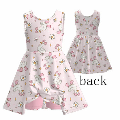 Girls Summer Silly Goose Print Athletic Fashion Soft Dress