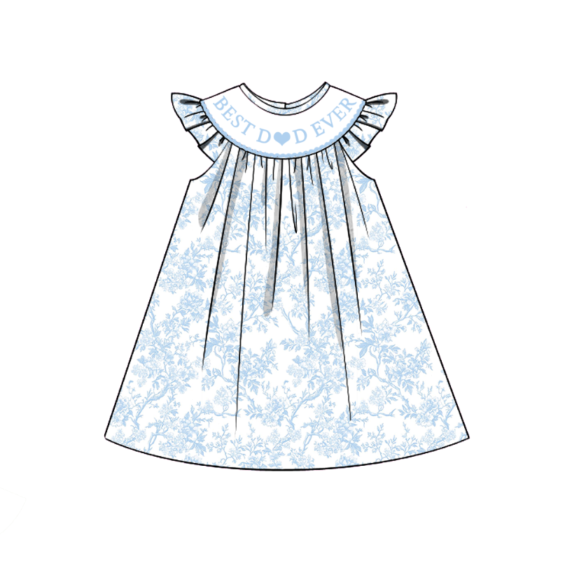 Girls Summer Sibling Kids "BEST DAD EVER" Smocked Clothes