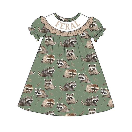 Sibling Summer Raccoon Print "FERAL"Embroidery Matching Clothes