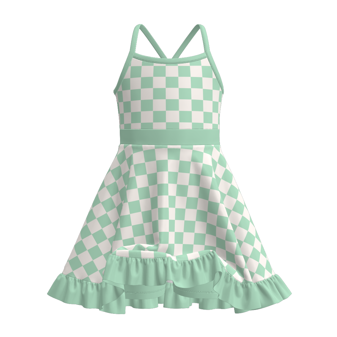 Girls Summer Muti-Colors Plaid Athletic Slip Outdoor Dress