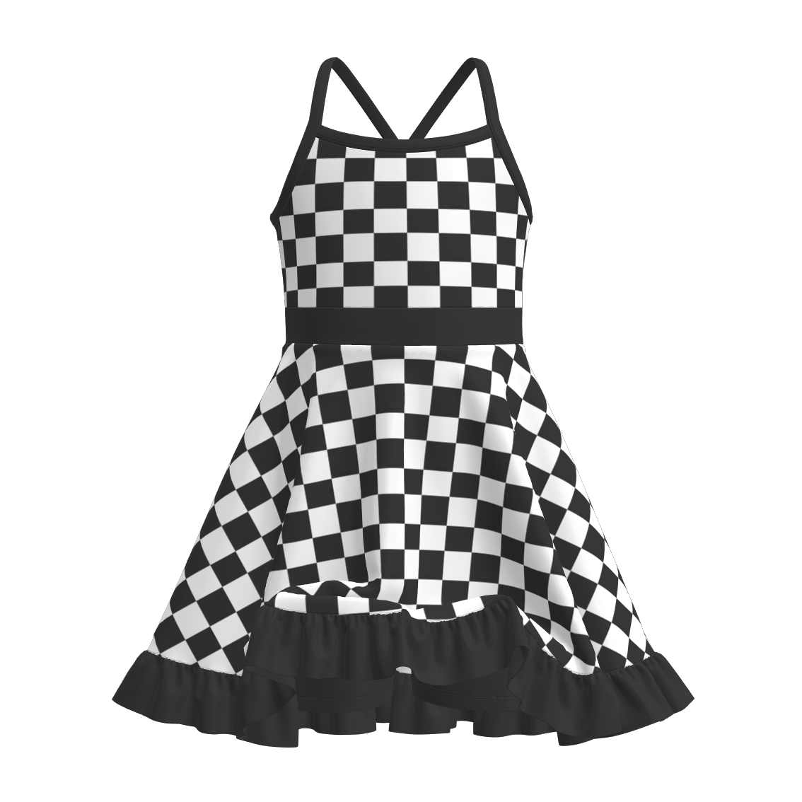 Girls Summer Muti-Colors Plaid Athletic Slip Outdoor Dress