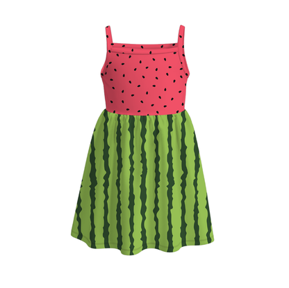 Girls' Summer Flower Fruit Print Slip Soft Dress