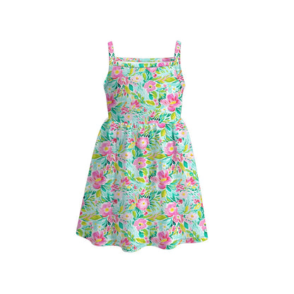 Girls' Summer Flower Fruit Print Slip Soft Dress