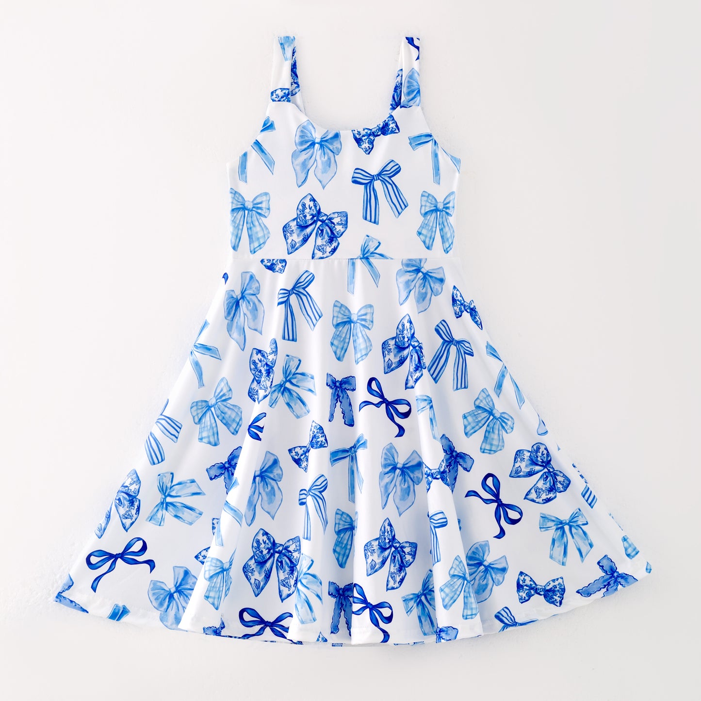 Girls Summer Blue Bow Slip Soft Fashion Dress