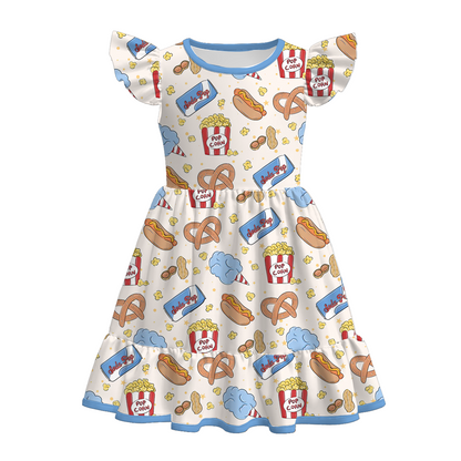 Girls Summer Chick Flamingo Pop Corn Print Cute Dress