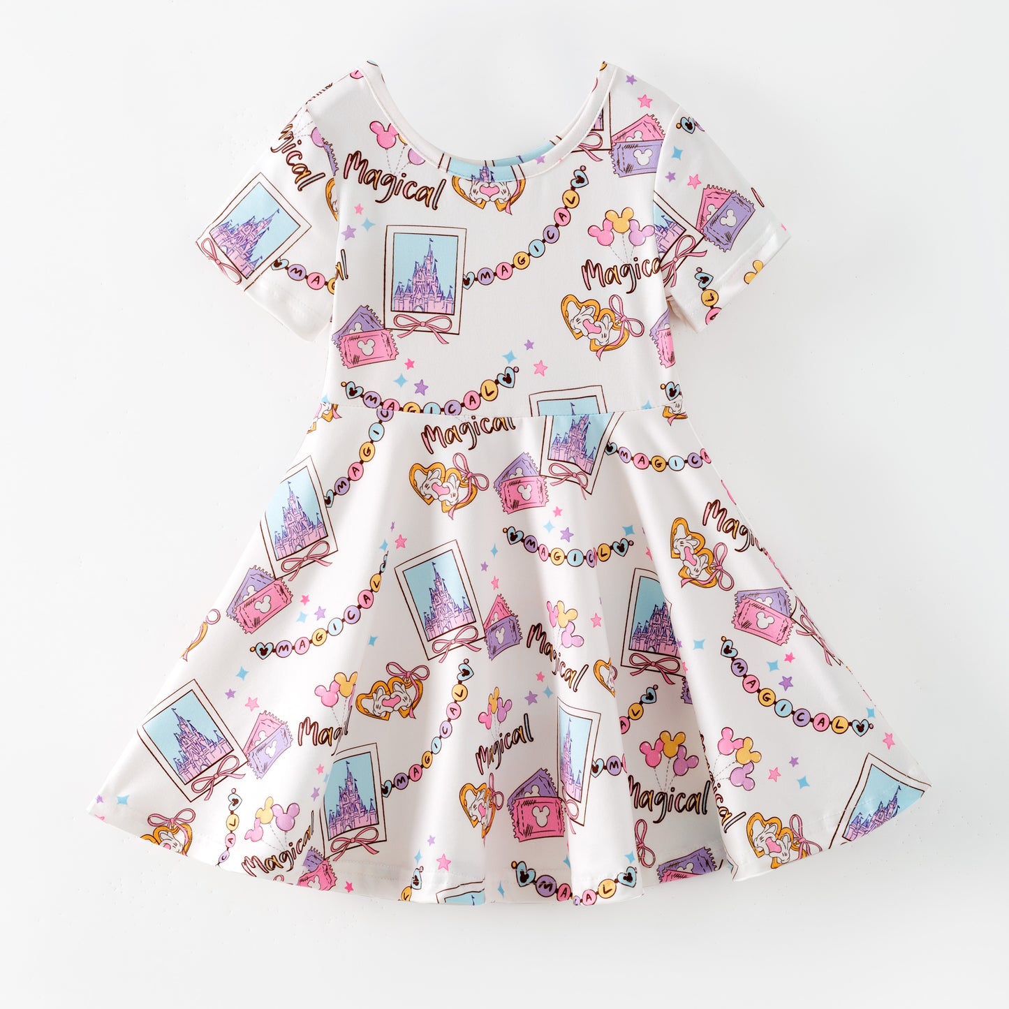 Girls Summer Cartoon Cute Magical Printed Party Outfits