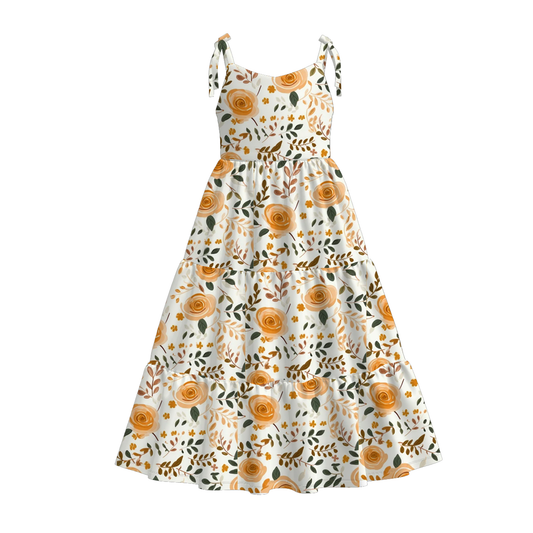 Mommy and Me Summer Yellow Floral Print Maxi Dresses