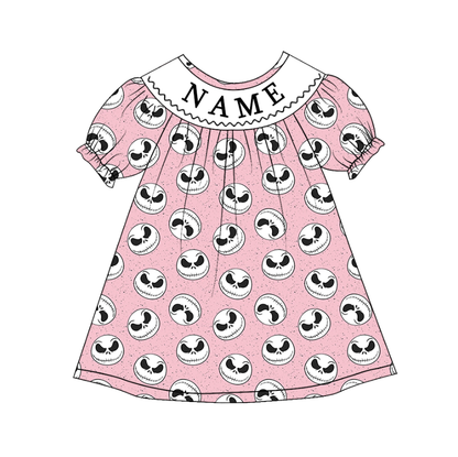 Girls Halloween SPOOKY Smocked Embroidery Custom Name Dress & Baby Set