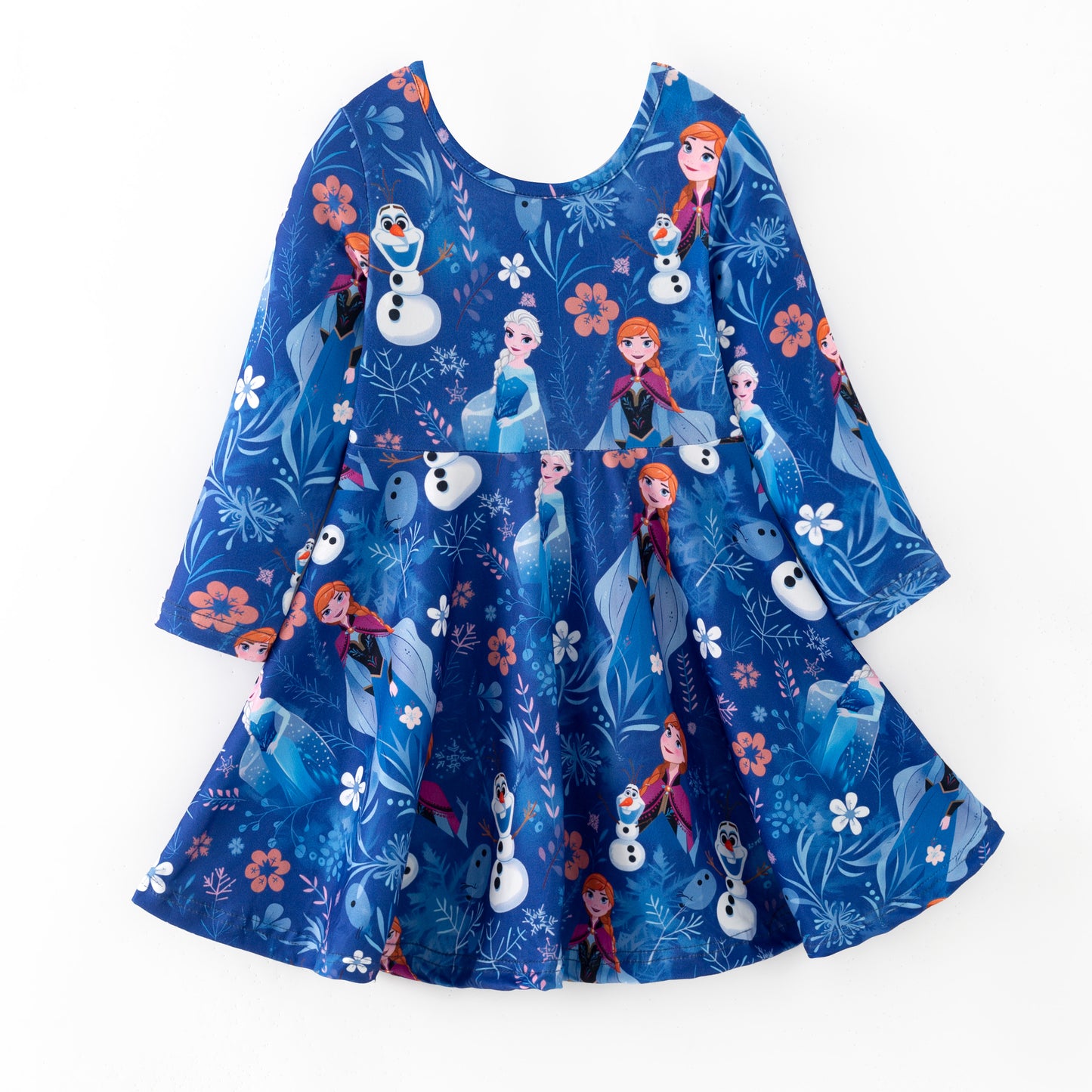 Kids Fall Winter Frozen Cartoon Printed Dress & Hoodie