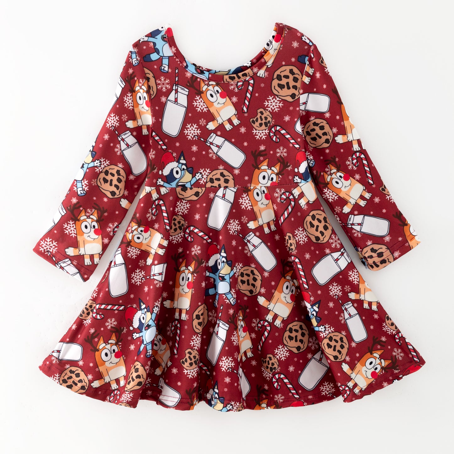 Kids Fall Christmas Bluey Cartoon Dress Pajamas Set