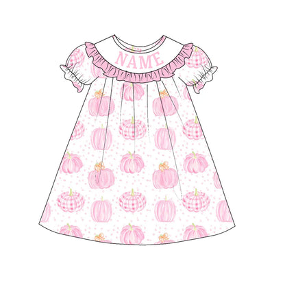 Girls Halloween Custom Name Embroidered Smocked Dress & Romper