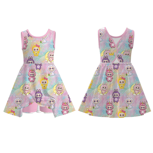 2026 Summer Character Cartoon Girls Sleeveless Athletic Dress