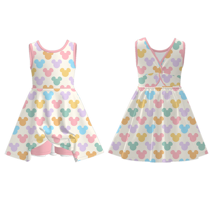 2026 Summer Character Cartoon Girls Sleeveless Athletic Dress