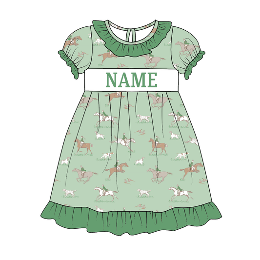 Kids Fall Custom Name Embroidery Green Orange Plaid Sibling Clothes